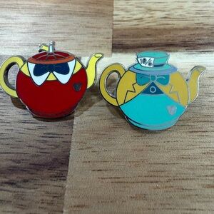 Disney Parks Alice in Wonderland Teapot Hidden Mickey Pins 2014 Set of 2